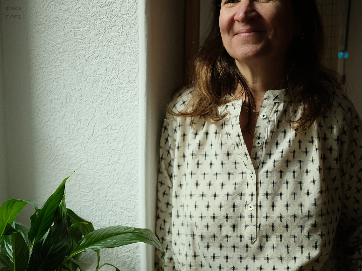 Blouse KATI - crème et noir Makameez