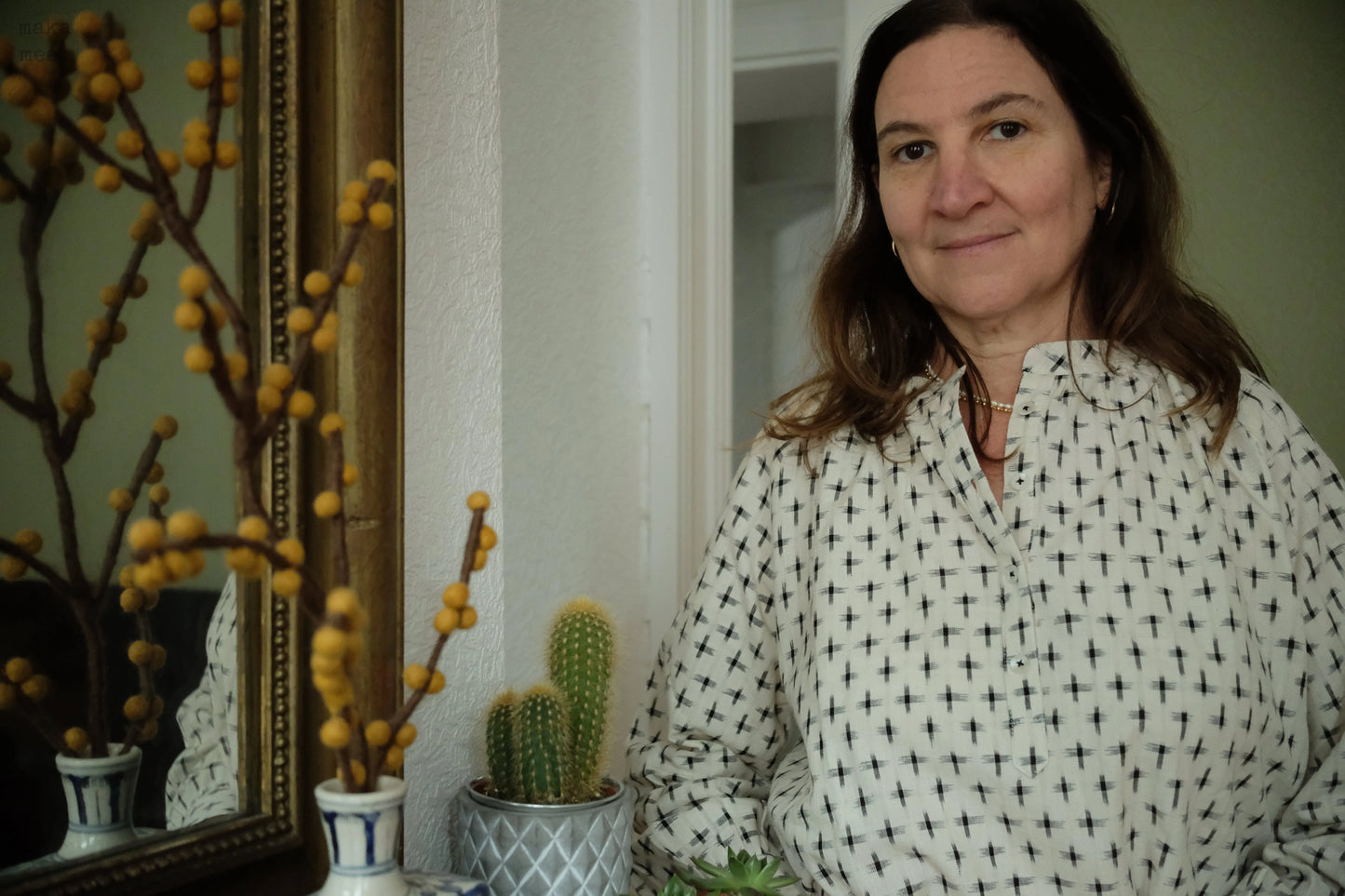 Blouse KATI - crème et noir Makameez