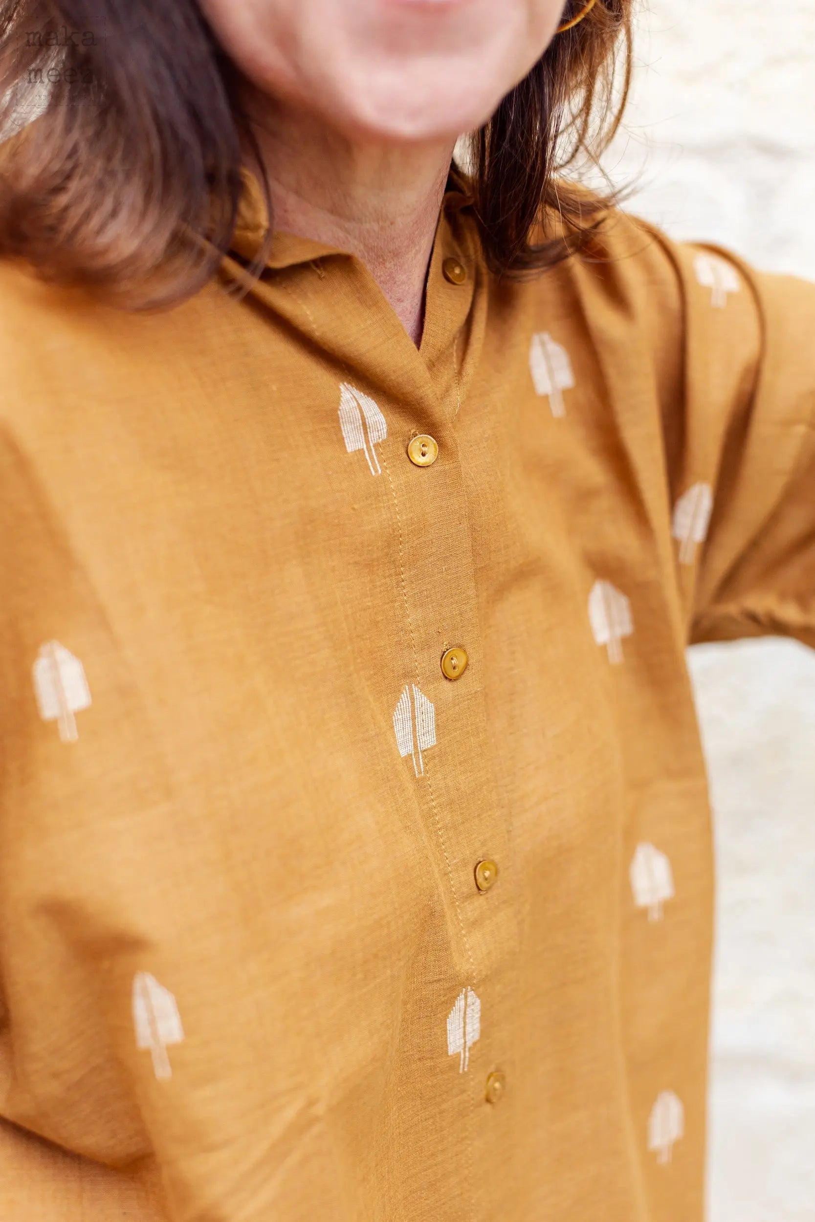 Brown Jamdani Cotton Shirt – Makameez - Main Image