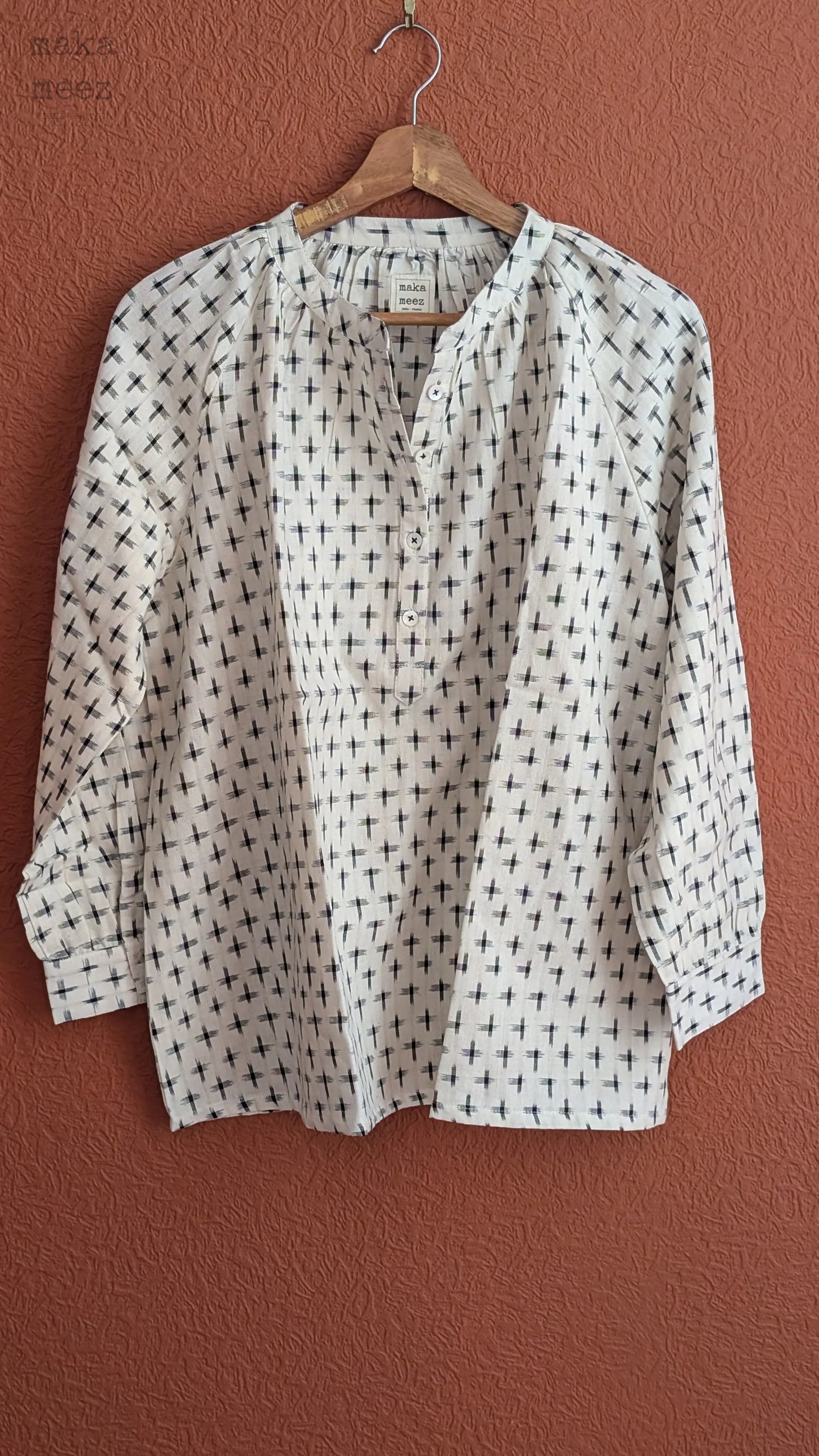 Kati Blouse - White & Grey Makameez