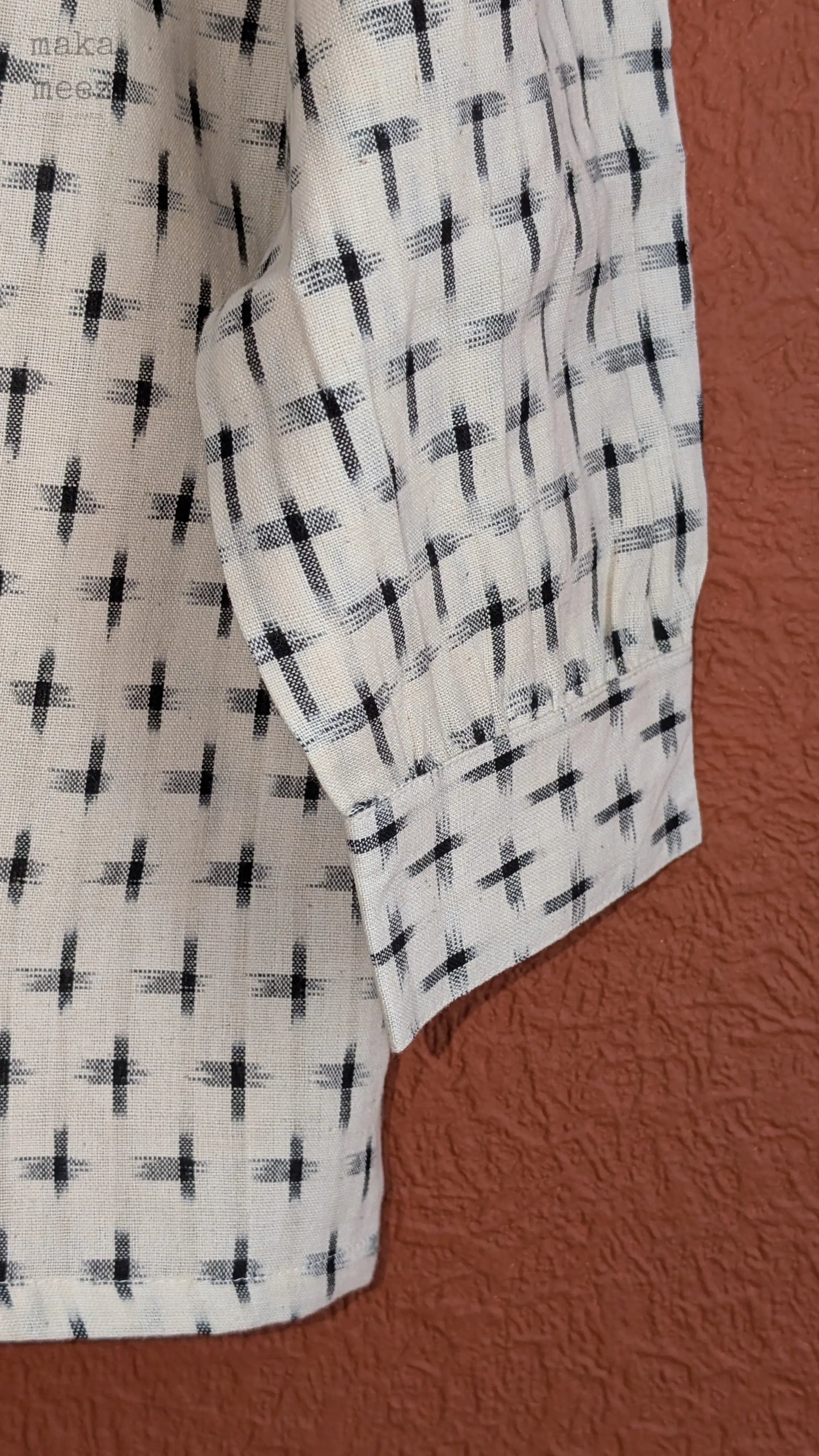 Kati Blouse - White & Grey Makameez