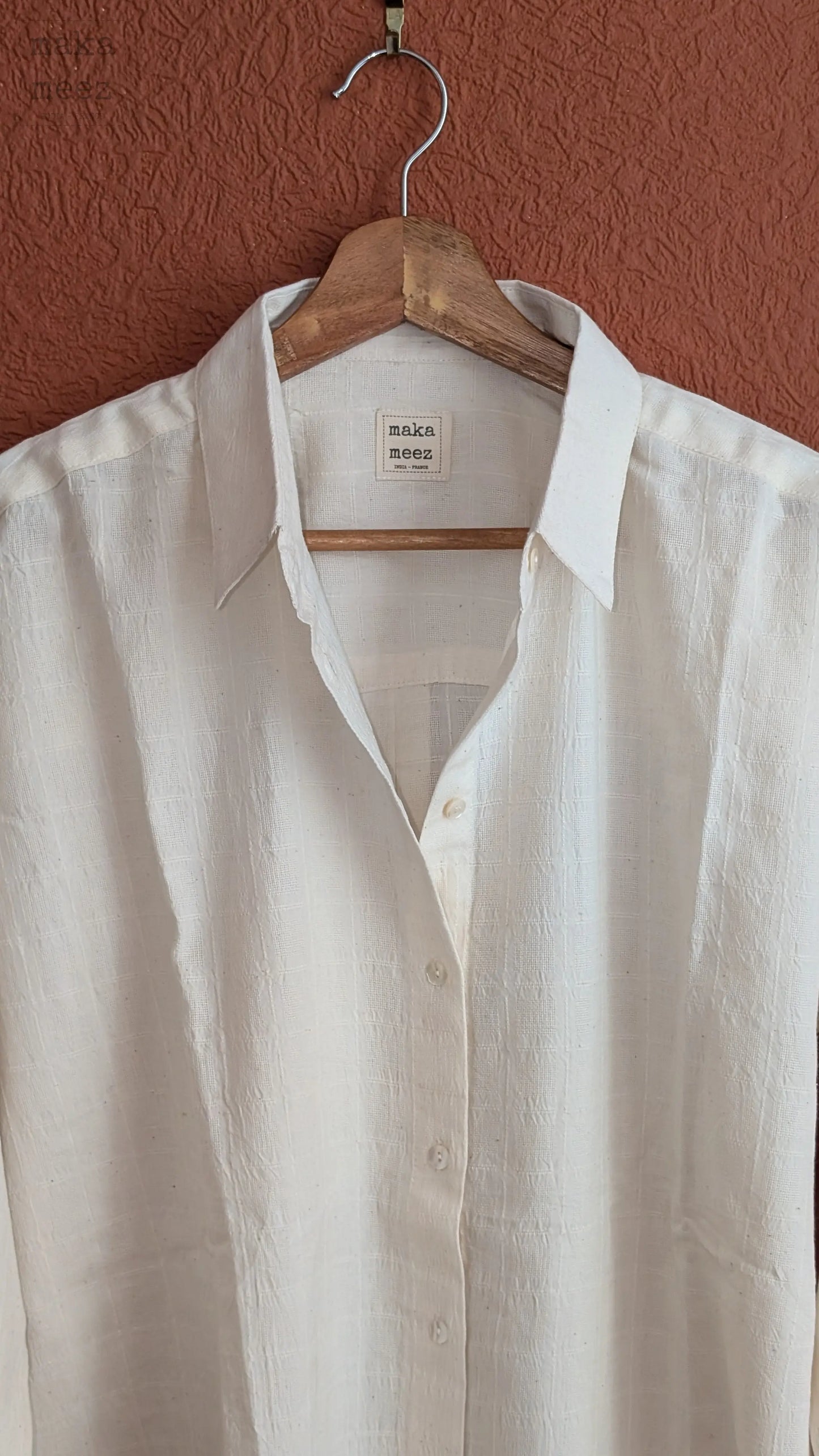 Lila Chemise Handloom - White Makameez