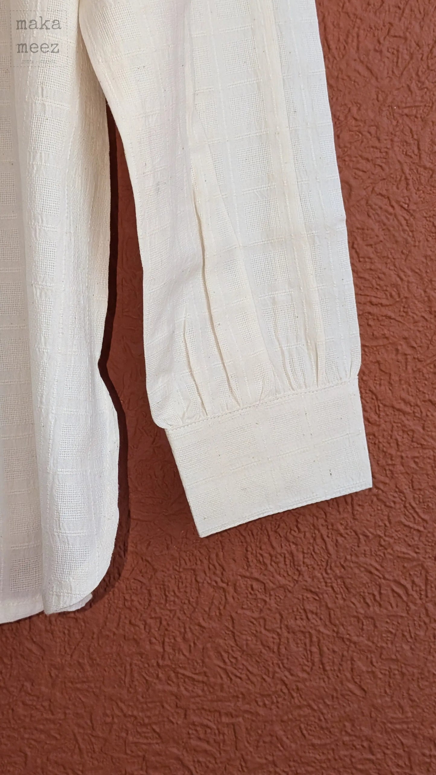 Lila Chemise Handloom - White Makameez
