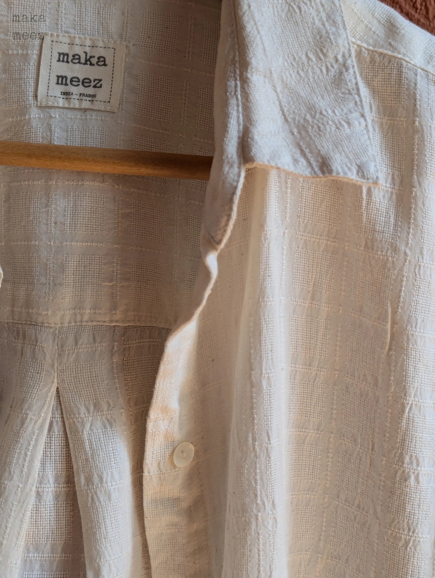 Lila Chemise Handloom - White Makameez