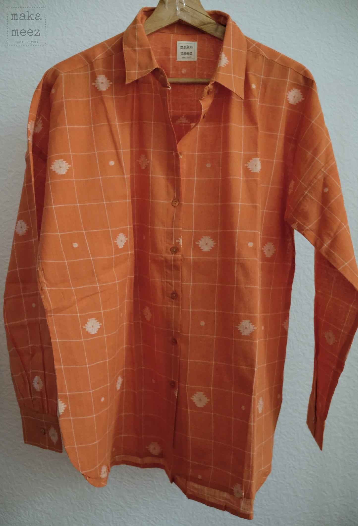 Lila Chemise Jamdani - Orange Makameez