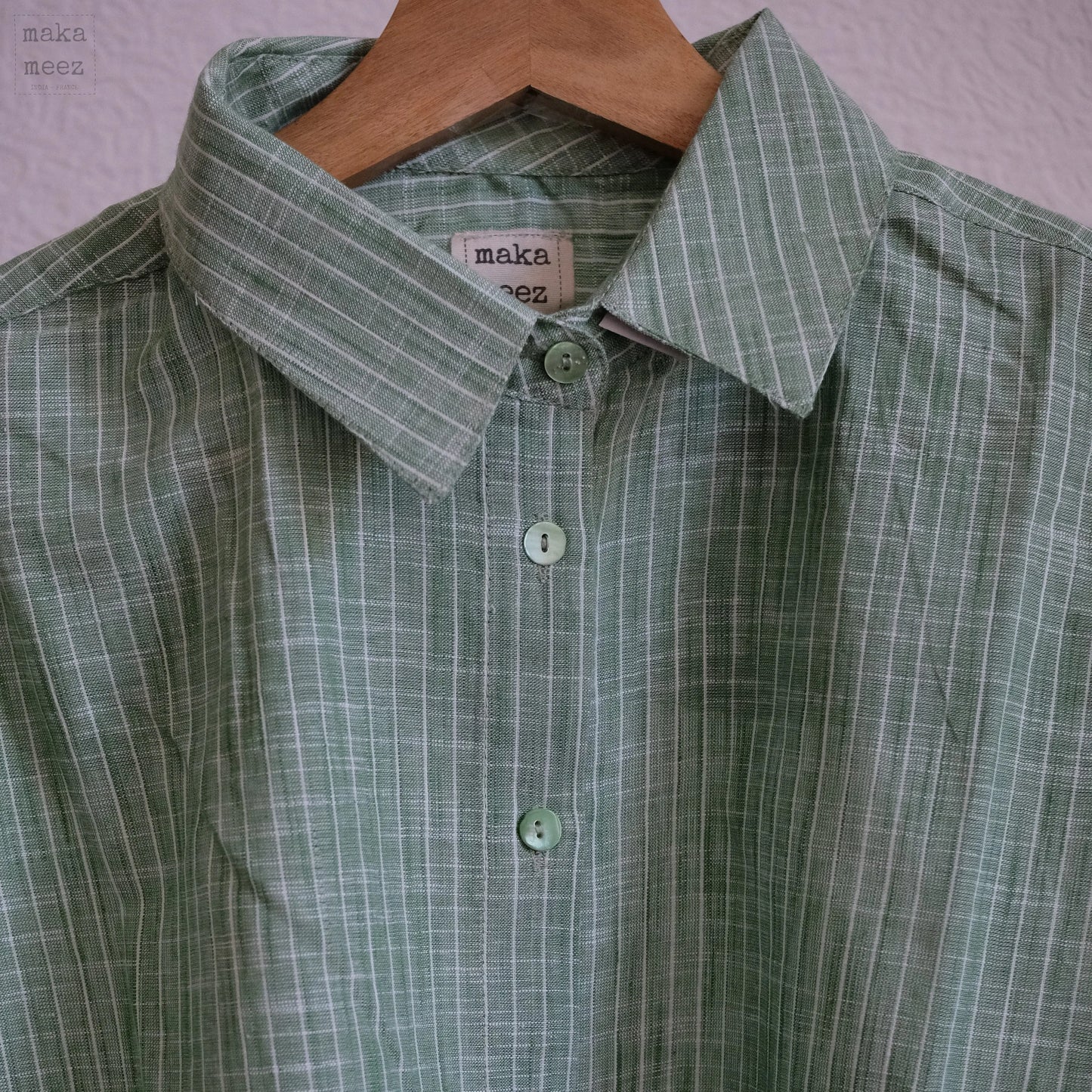 Lila Chemise Khadi - Green Makameez