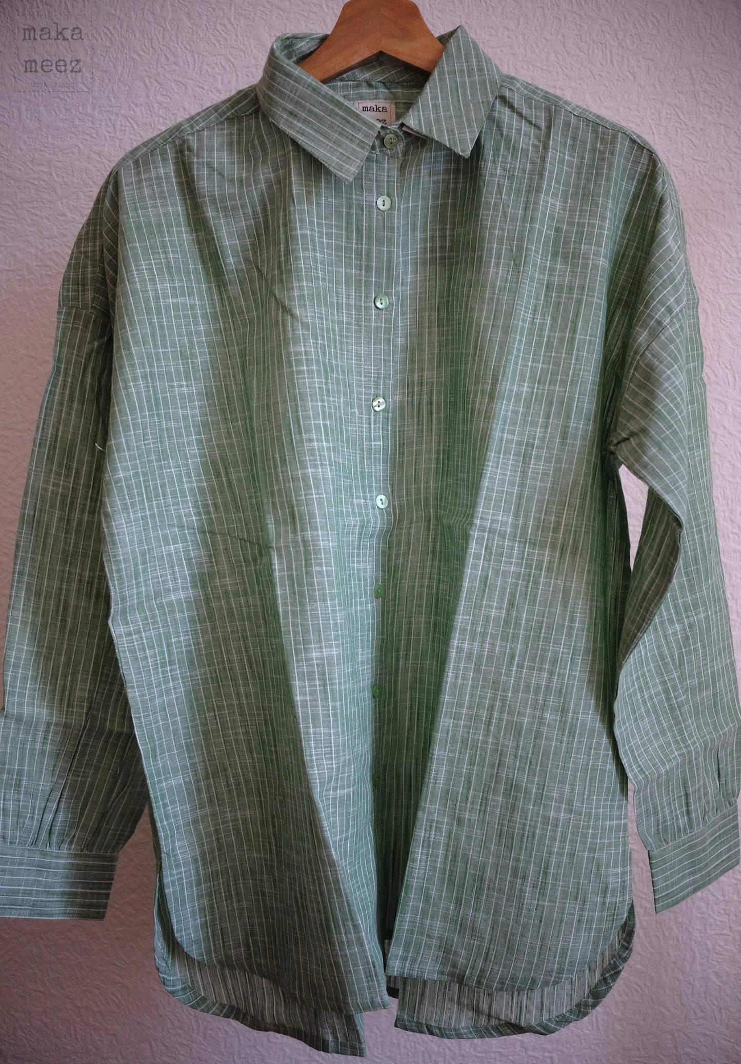 Lila Chemise Khadi - Green Makameez