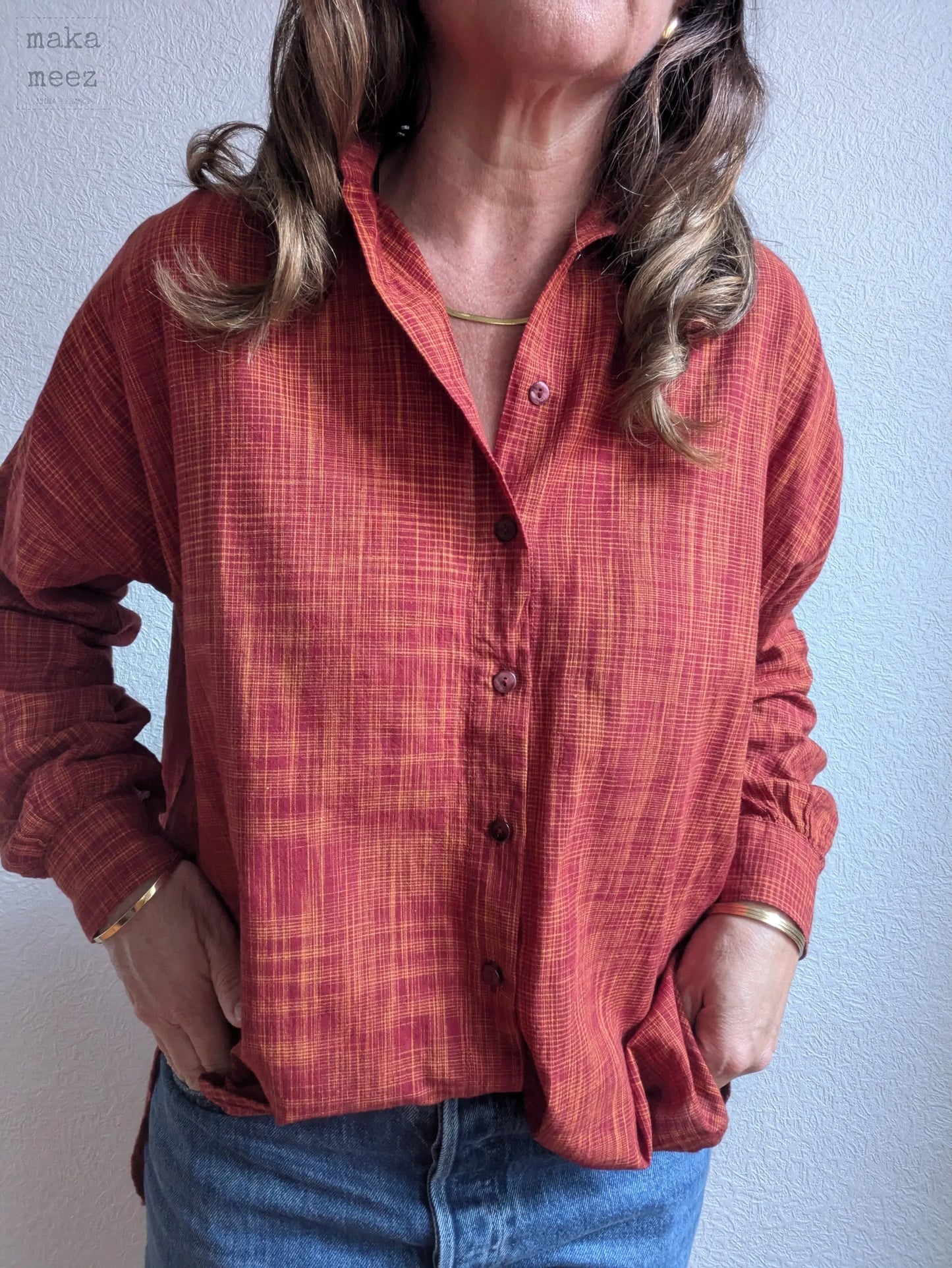 Lila Chemise Khadi - Red Makameez