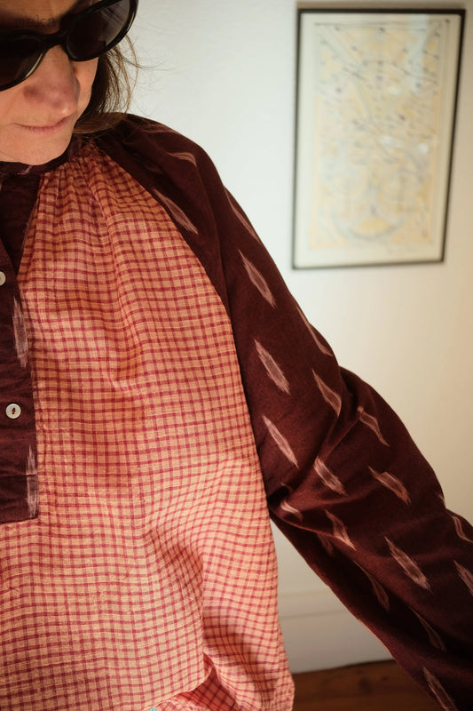 Blouse KATI 2.0- khadi-carreaux-ikat-Makameez