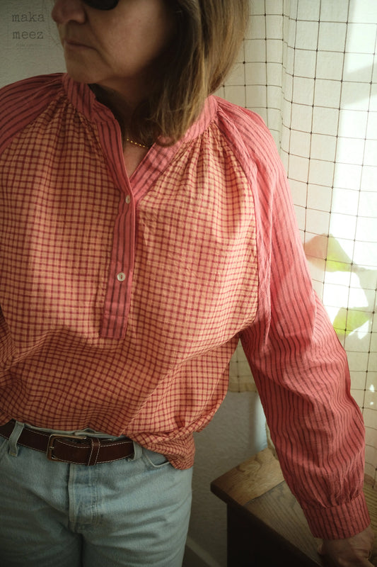 Blouse-KATI2.0-khadi-carreaux-rayures-rose-makameez