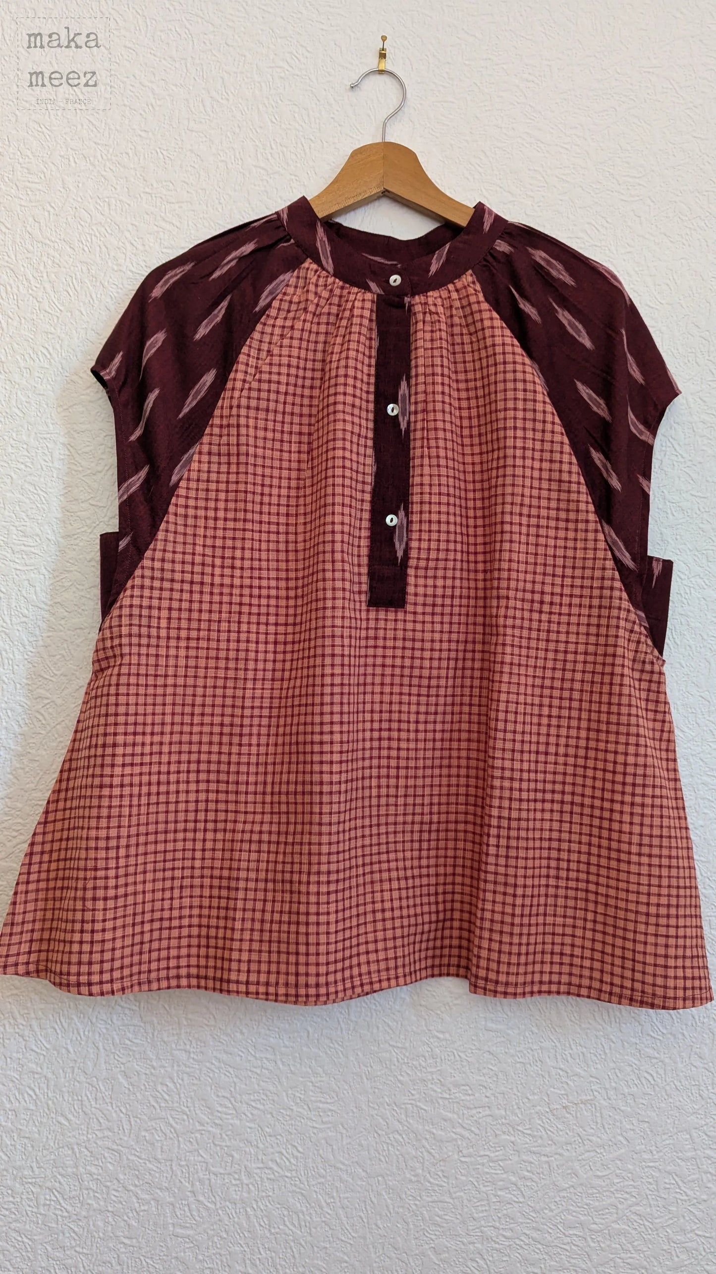 Blouse femme ikat et khadi KATI 2.0 — Manches Courtes