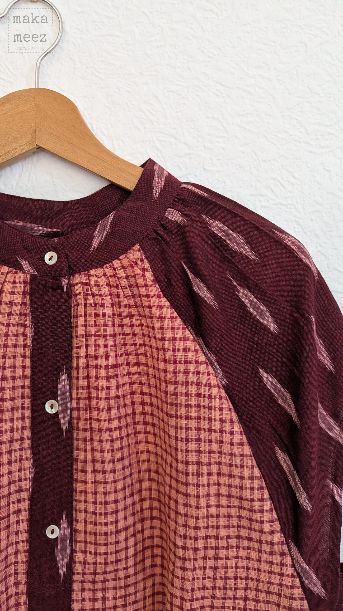 Blouse femme ikat et khadi KATI 2.0 — Manches Courtes
