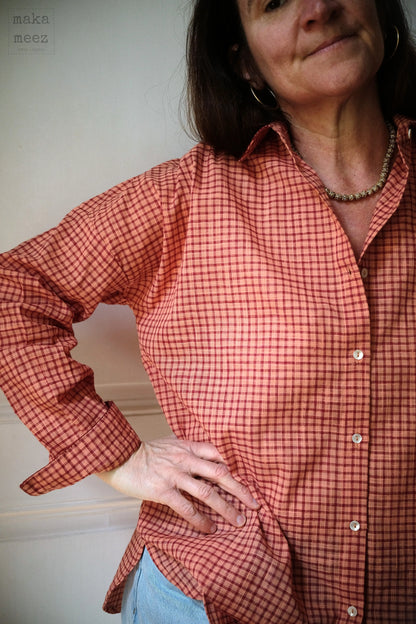 Chemise LILA Khadi-carreaux-rose-Makameez