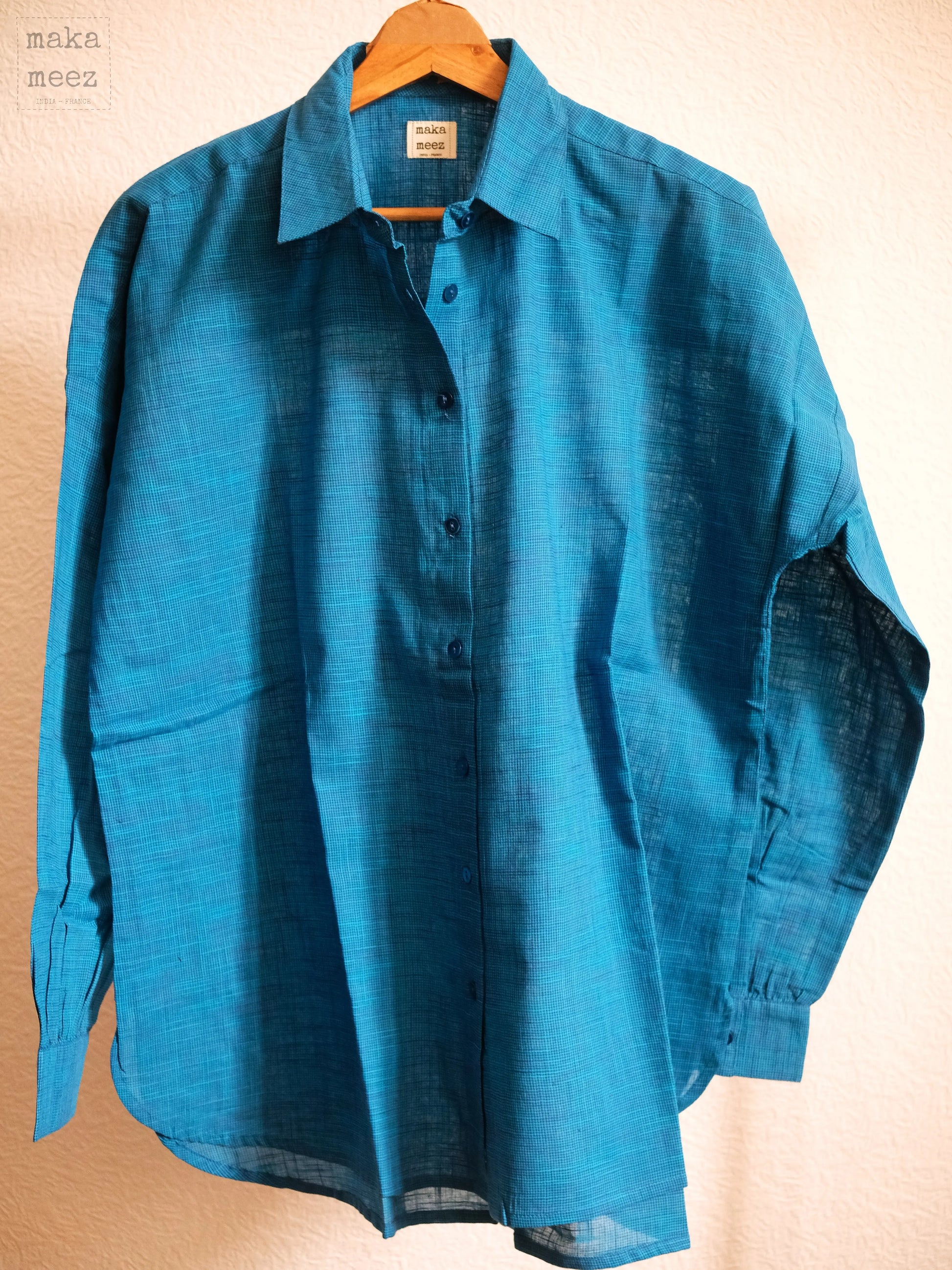 Lila Chemise Khadi - Blue    Makameez