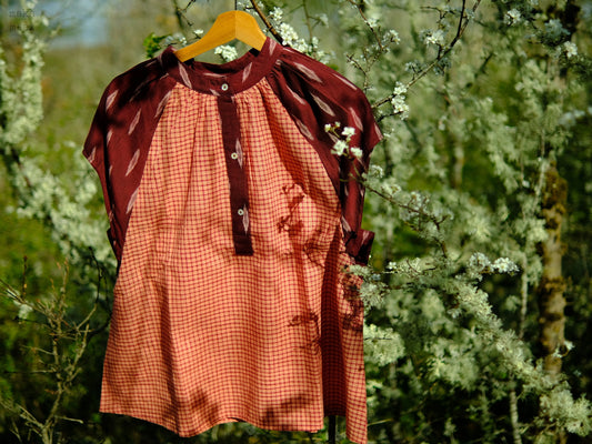 Blouse femme ikat et khadi KATI 2.0 — Manches Courtes
