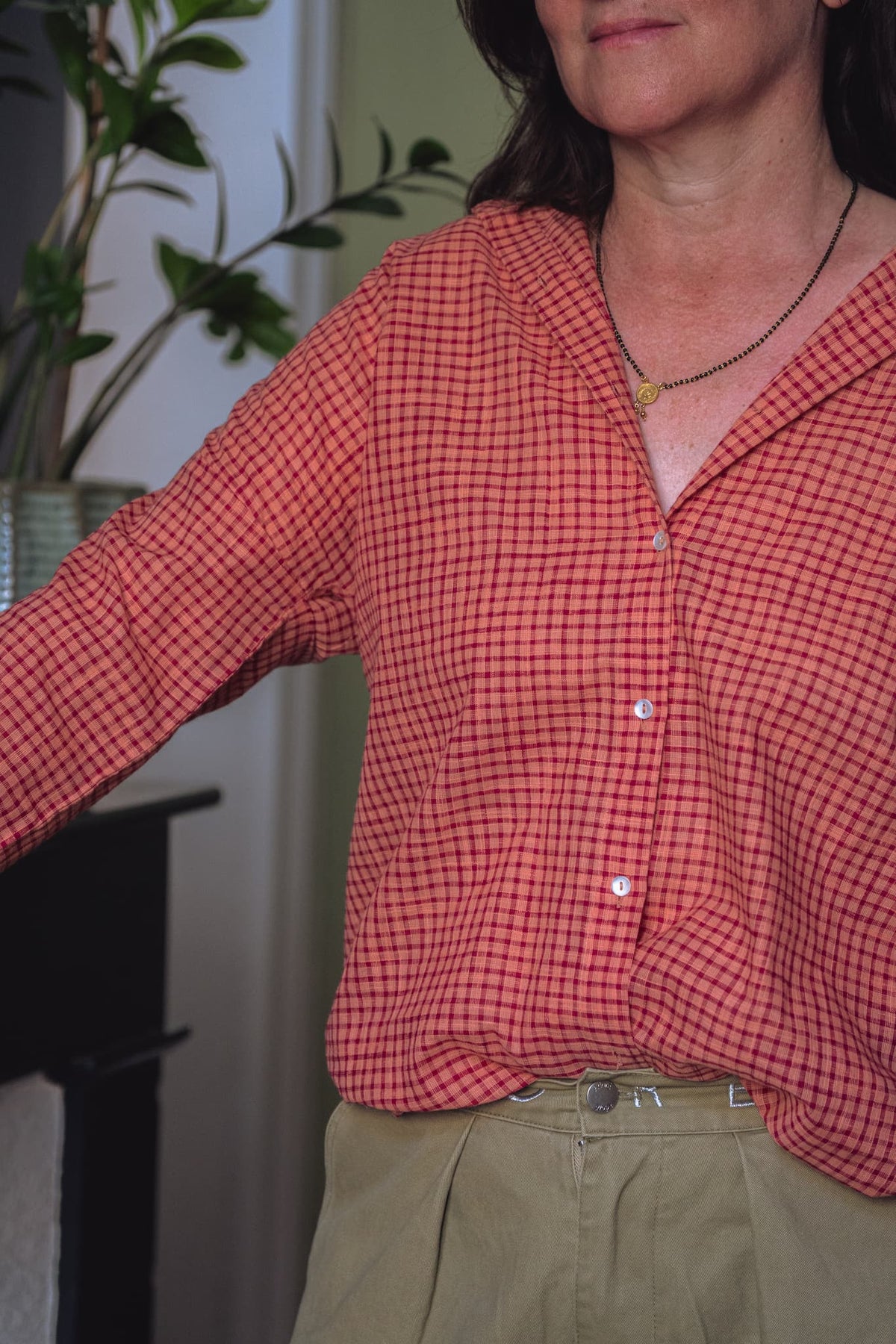 Chemise coton Khadi LILA 2.0  zoom sur les carreaux